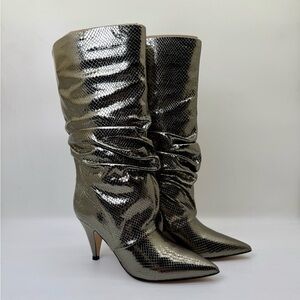 Marc Fisher Metallic Snake-Print Slouch‎ Boots – Size 5 – New in Box